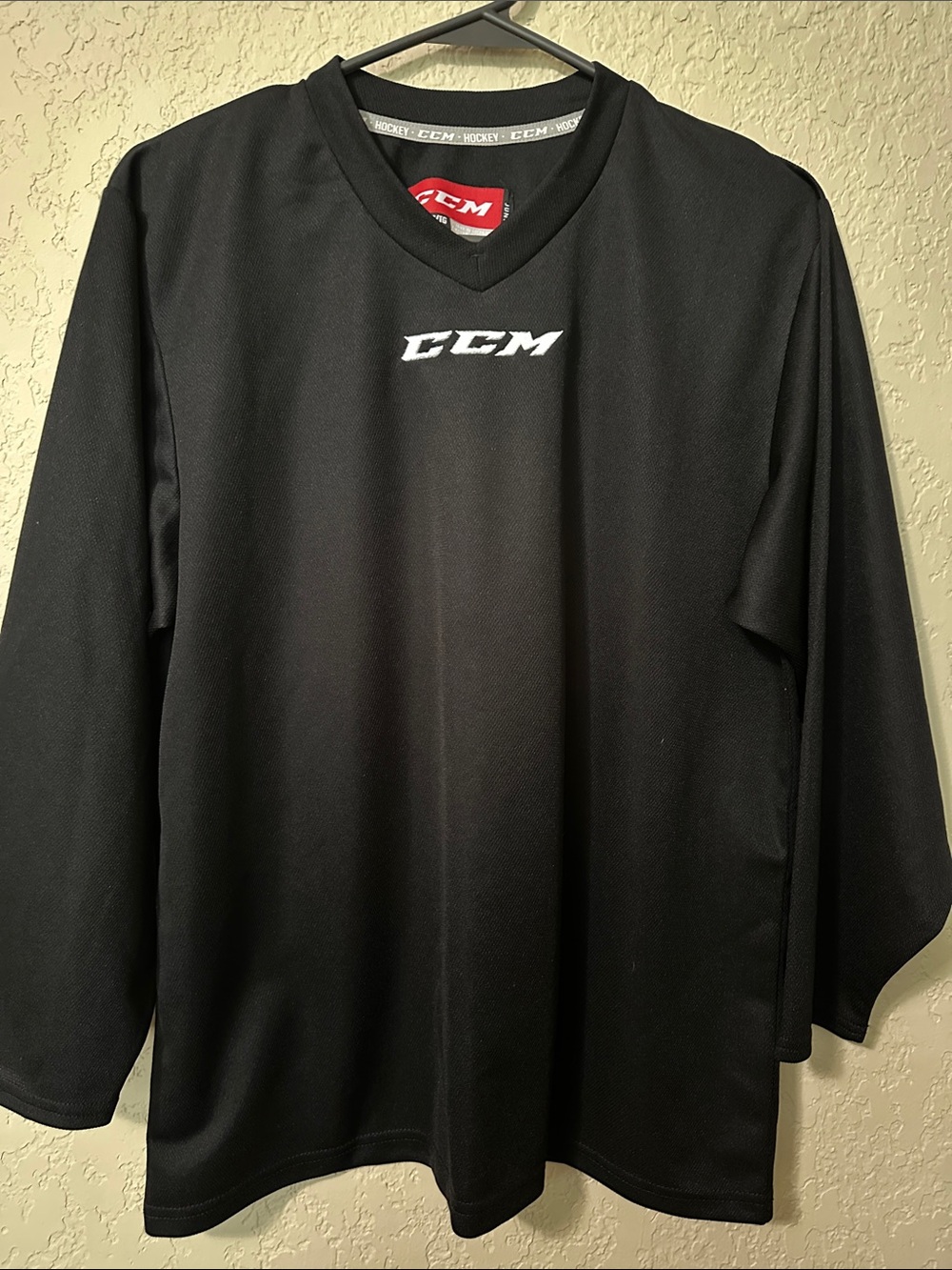 CCM Black V-Neck Long Sleeve Hockey Jersey